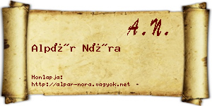 Alpár Nóra névjegykártya